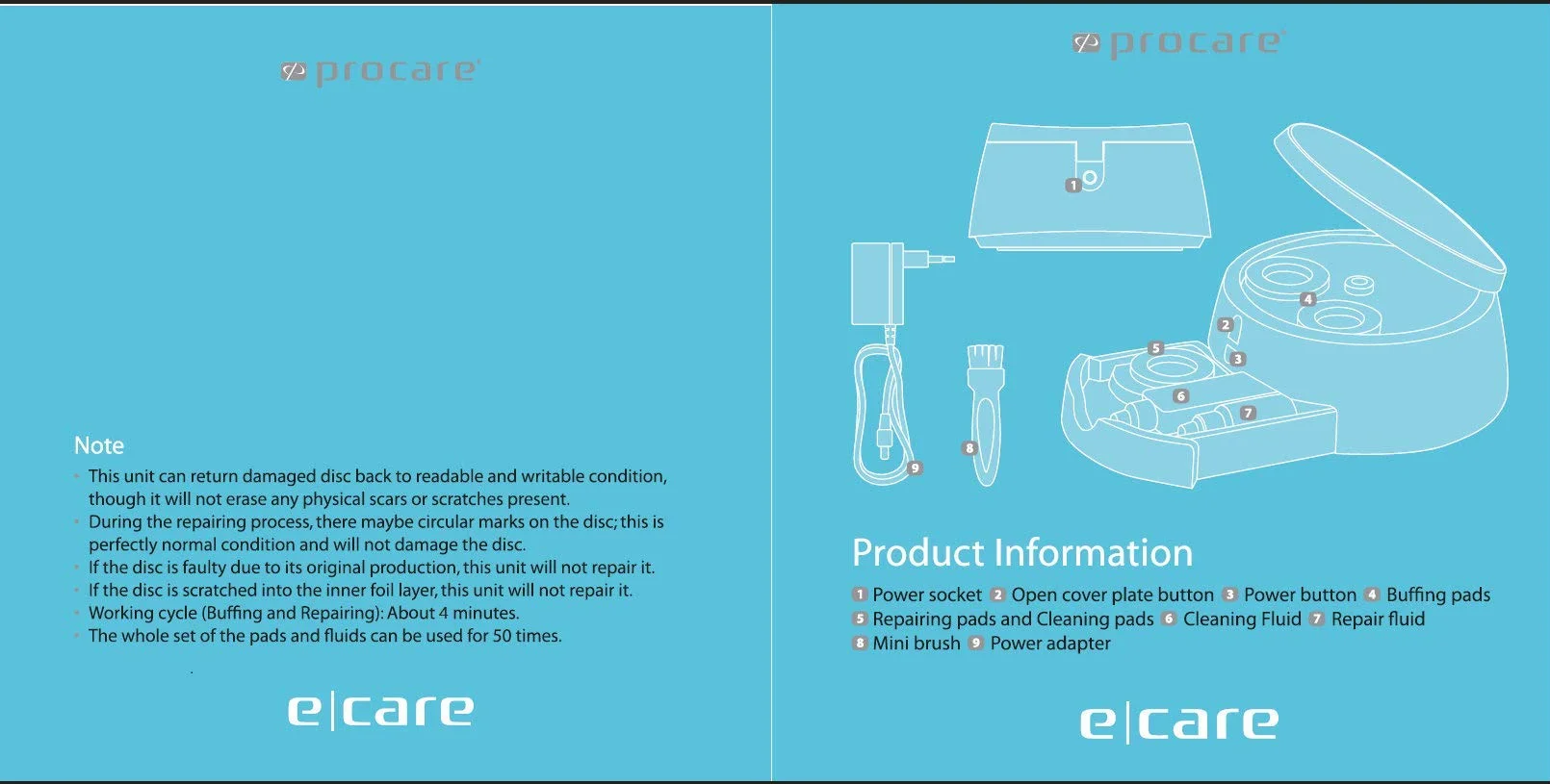 PROCARE Czyści płyty Blu-Ray do czyszczenia DVD/CD regeneracja