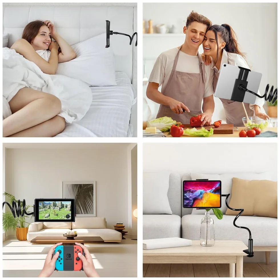 flintronic Uchwyt na tablet z gęsią szyją, regulowany elastyczny uchwyt na tablety uchwyt na stół, leniwy uchwyt na ramię, stojak na telefon kompatybilny z iPad Air Pro mini, iPhone, przełącznik