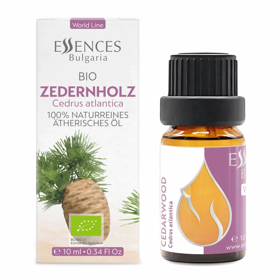 Essences Bułgaria Organiczny Olejek Eteryczny z Drzewa Cedrowego 10ml | Cedrus atlantica | 100% Czysty i Naturalny | Nierozcieńczony | Klasa Terapeutyczna | Aromaterapia | Kosmetyki | Bez okrucieństwa