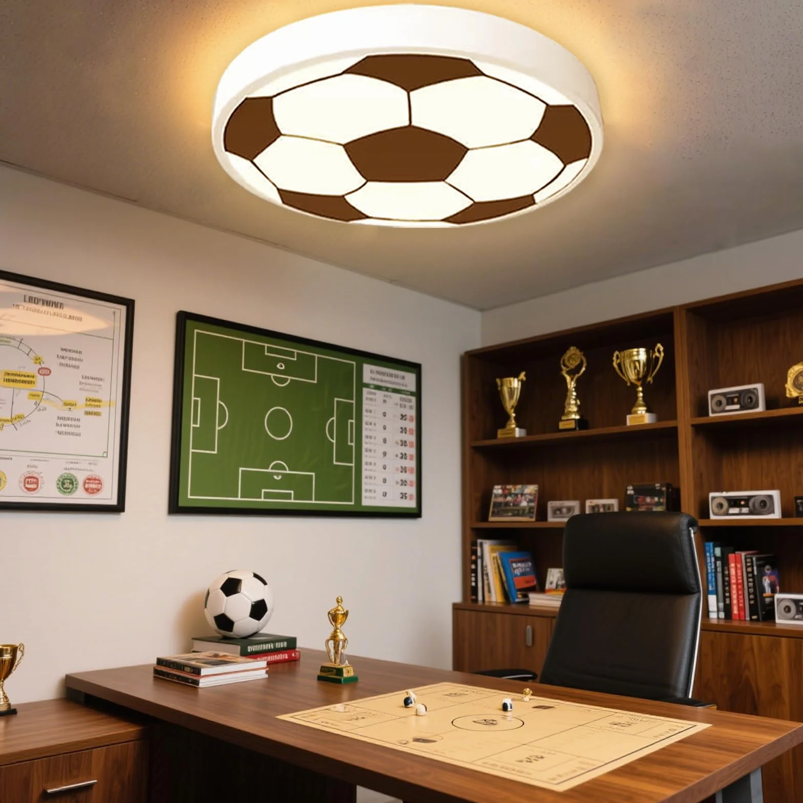 DROMEZ Lampa Sufitowa LED do Pokoju Dziecięcego, Ściemnialna, 48 W, Piłka Nożna, Cienka, Okrągła, z Pilotem, do Sypialni, Pokoju Młodzieżowego, 3000-6000 K, Ø