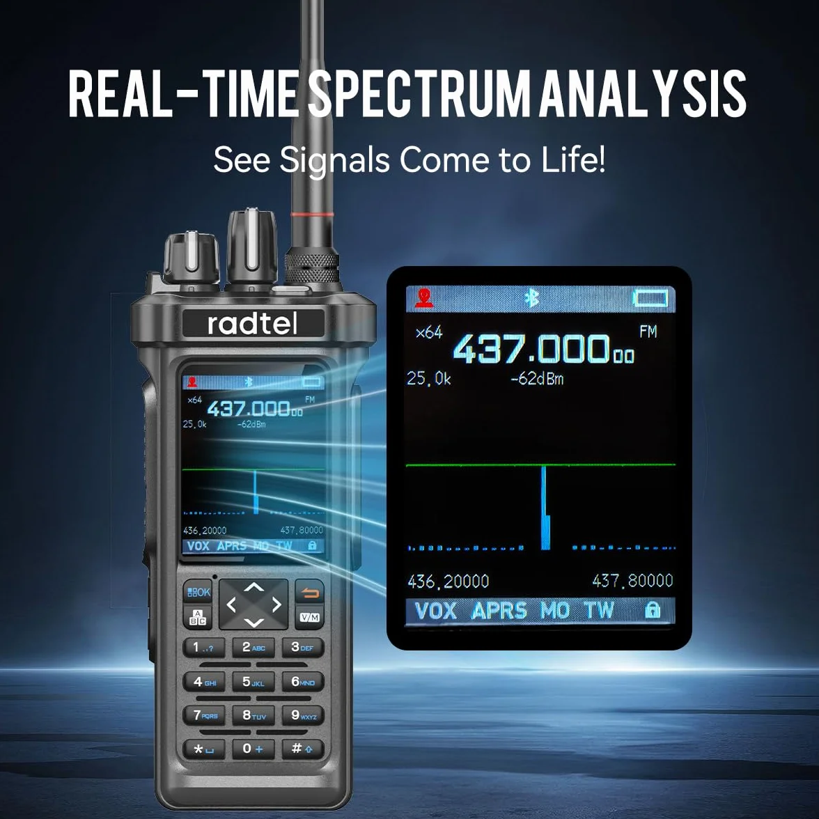 Radtel RT-950 PRO Radiotelefon amatorski 27 MHz 10 W GPS/APRS Walkie Talkie