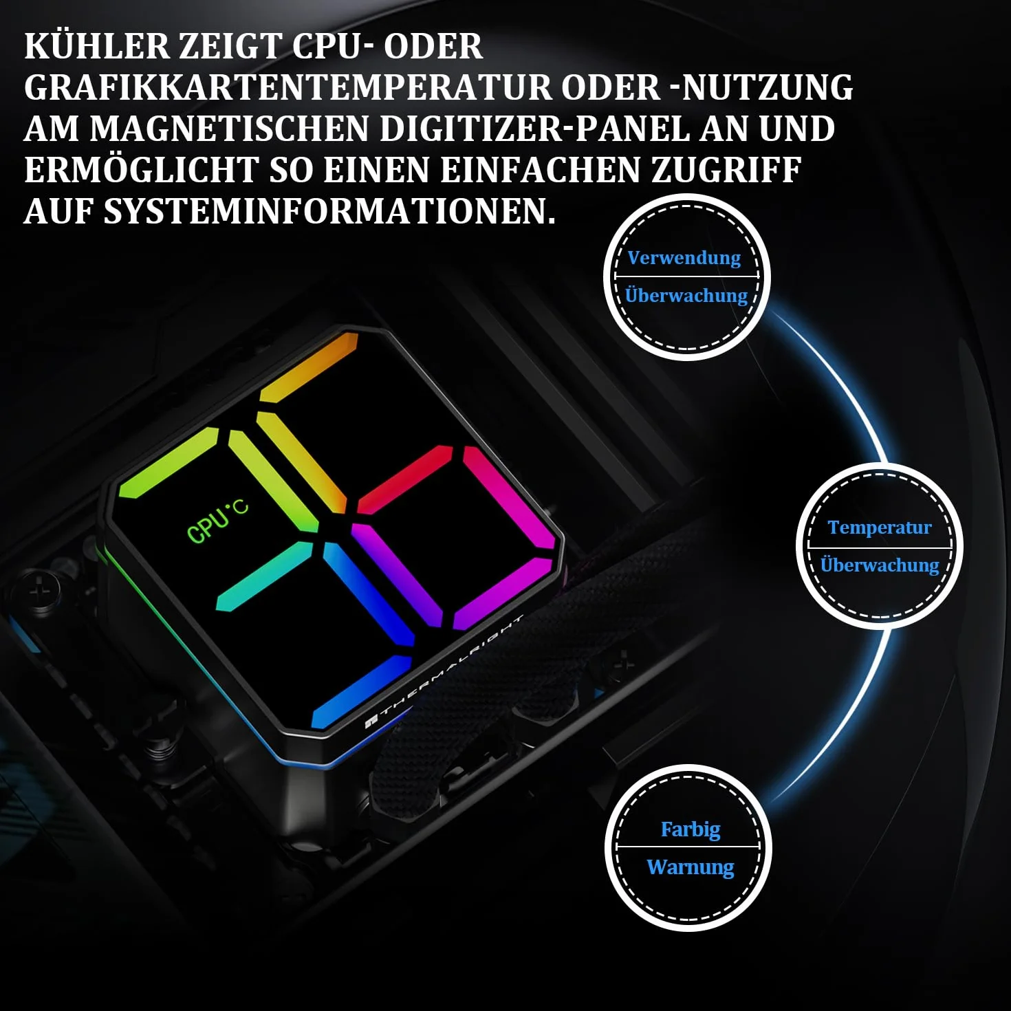 Thermalright Magic Qube 360 ARGB Black chłodnica cieczy CPU, 360mm Aio CPU,trzy wentylatory TL-M12Q PWM,cyfrowy wyświetlacz głowicy chłodnicy,do AM4/AM5,Intel LGA1851/1700/115X/1200