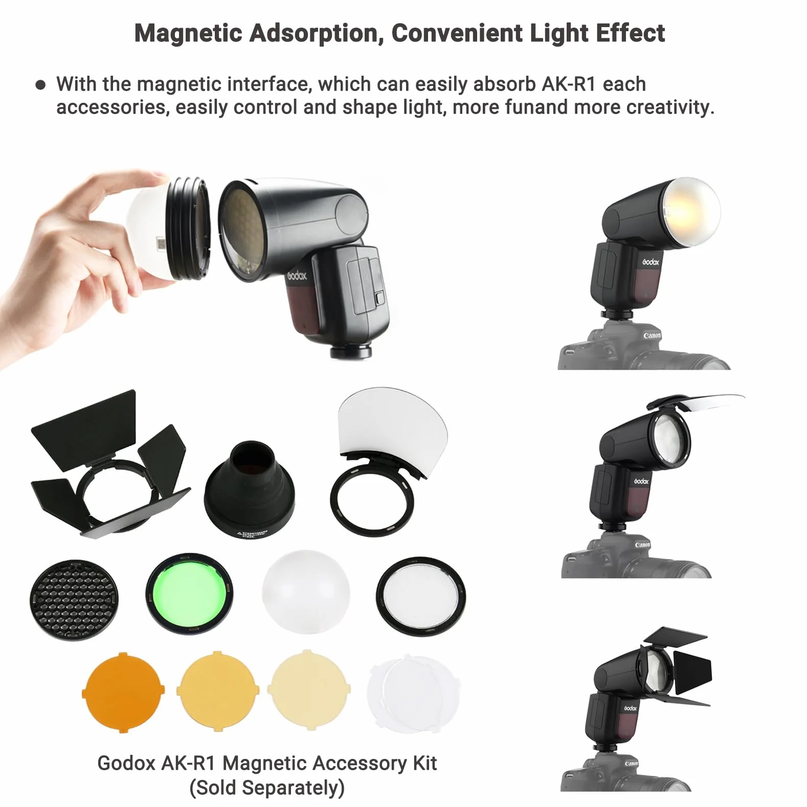 Godox V1-C lampa błyskowa do kamery Canon 2,4G HSS TTTL 1/8000 480 Full Power Shots LED