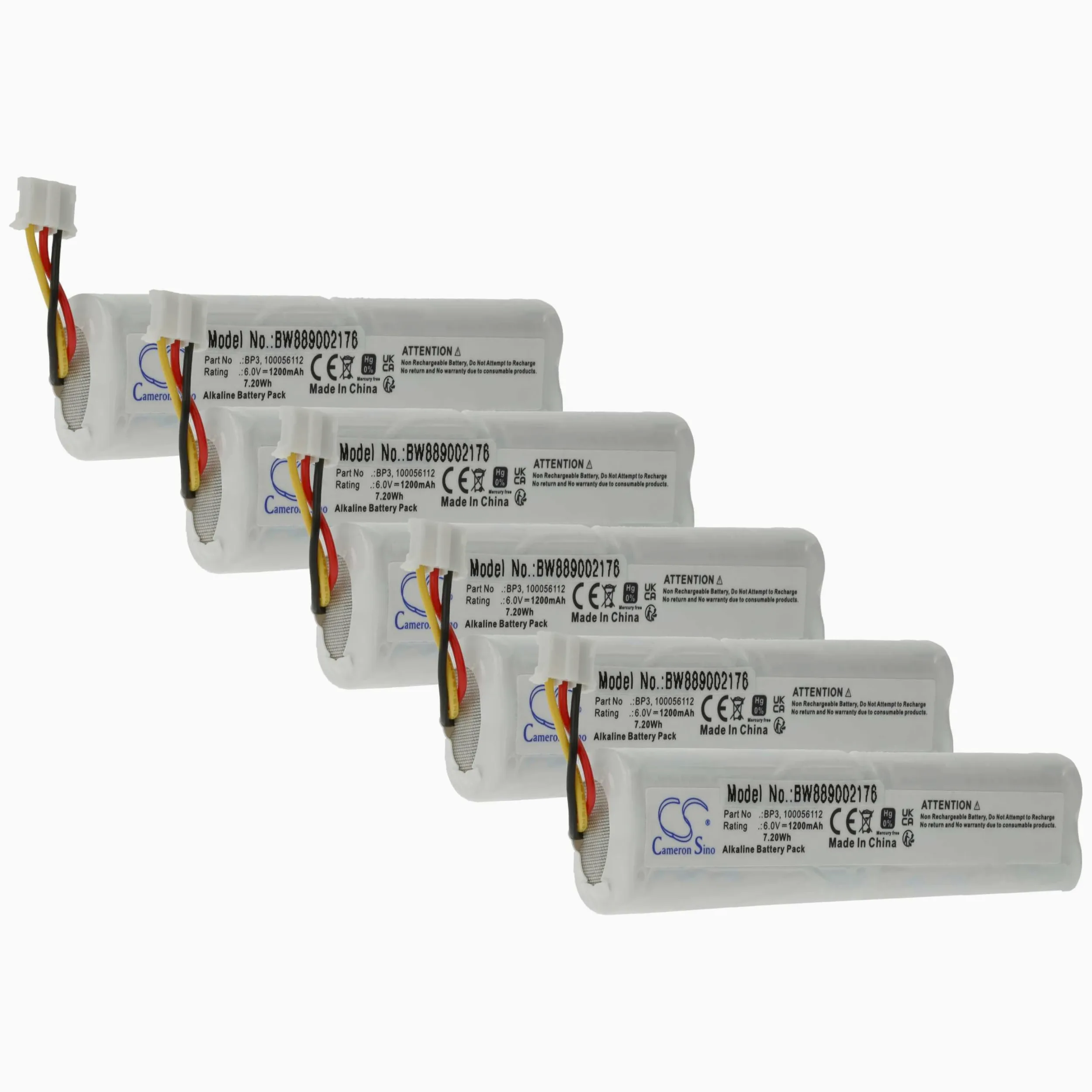 vhbw 5 x bateria zamienna do Telenot BP3, 100056112 do instalacji alarmowej, system alarmowy (1200 mAh, 6 V, alkaliczny)