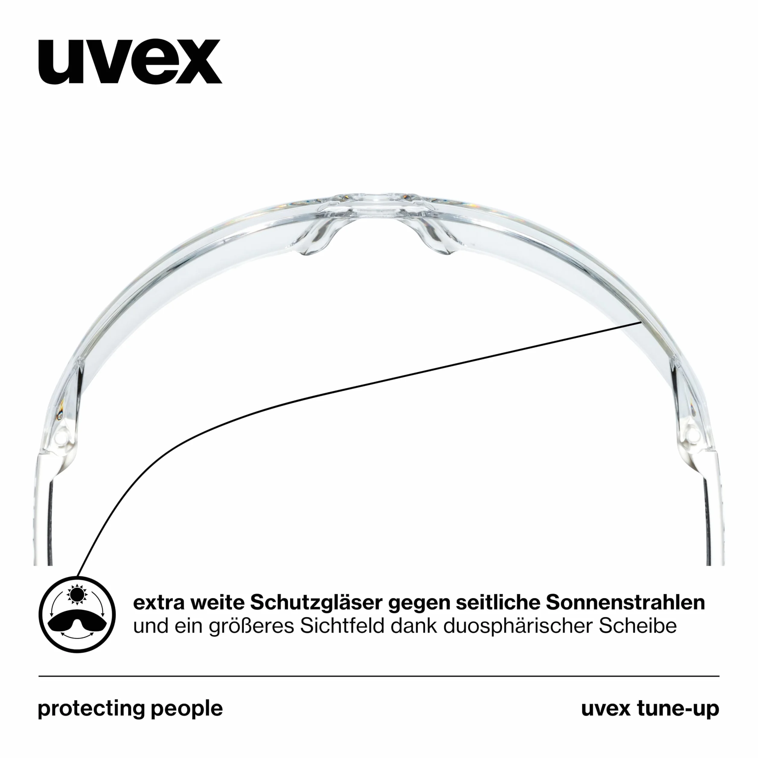 Uvex Tune-up okulary ochronne – okulary ochronne ze 100% ochroną przed promieniowaniem UV – bez metalu, odporne na zaparowanie i zarysowania – bardzo lekkie (23 g)