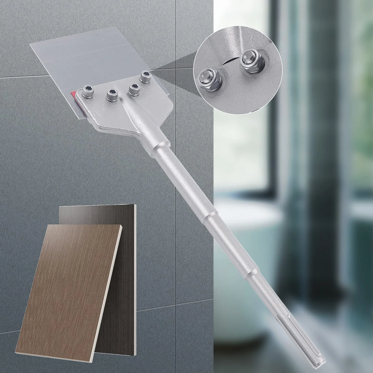 SDS-Max dłuto szpachlowe, dłuto do płytek, skrobak podłogowy, klej do dywanów, szerokie dłuto, szpachelka, podpora do dłut do młotowiertarki, 245 x 60 mm