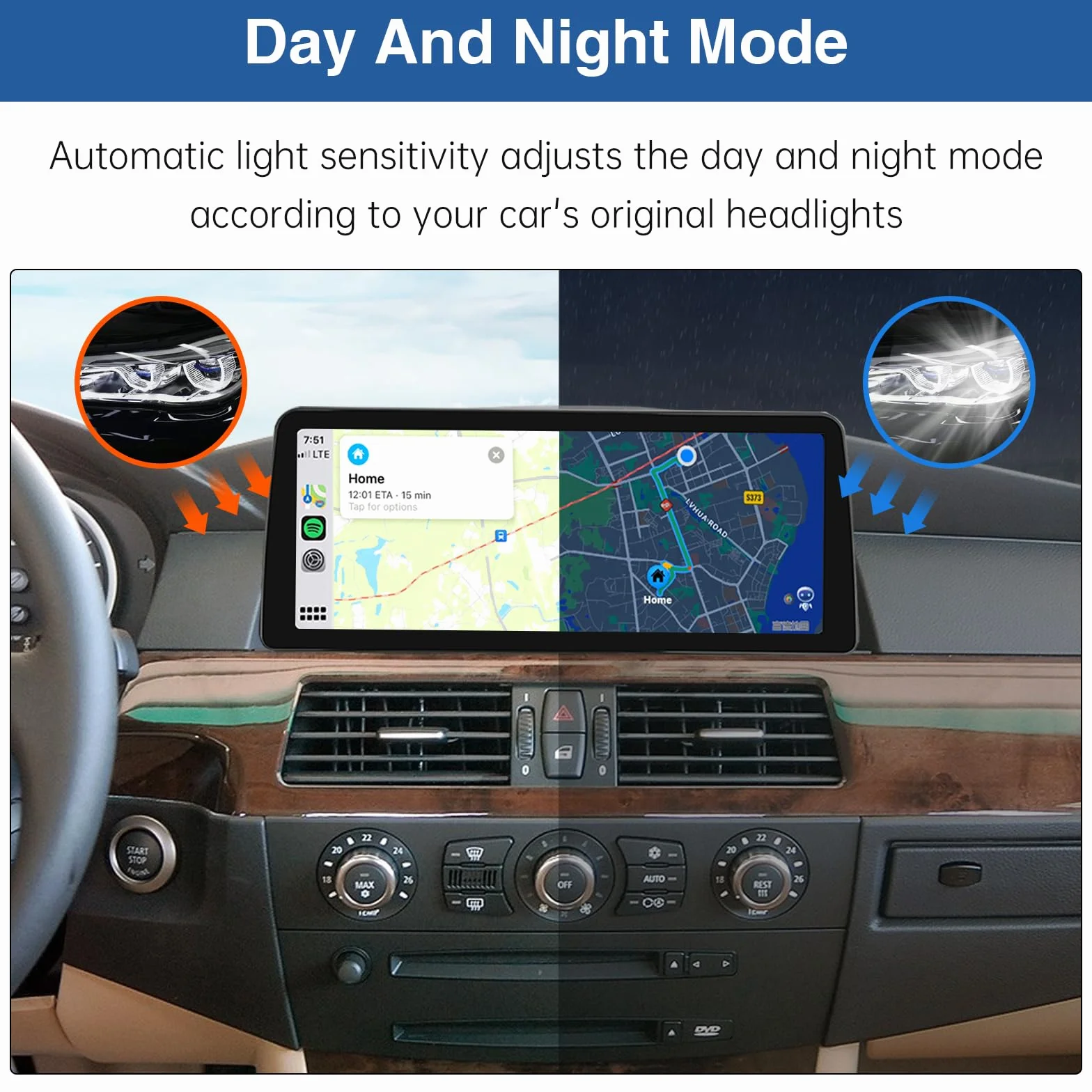 Road Top 12.3 calowe radio samochodowe ekran dotykowy Bezprzewodowy Carplay Android Auto dla BMW 5 Series E60/E61 2003-2008