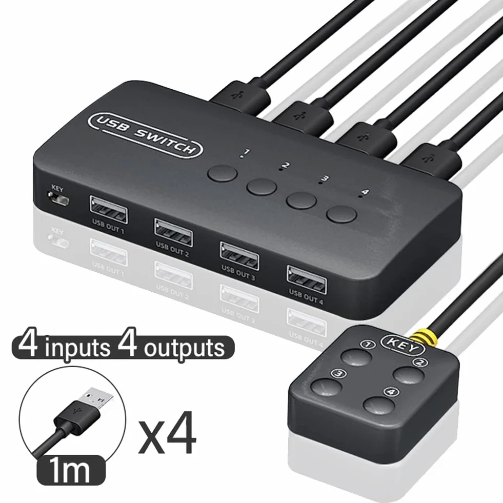 Przełącznik KVM przełącznik USB wspólny kontroler adapter 4 wejścia 4 wyjścia do laptopa komputera drukarki klawiatury monitora myszy