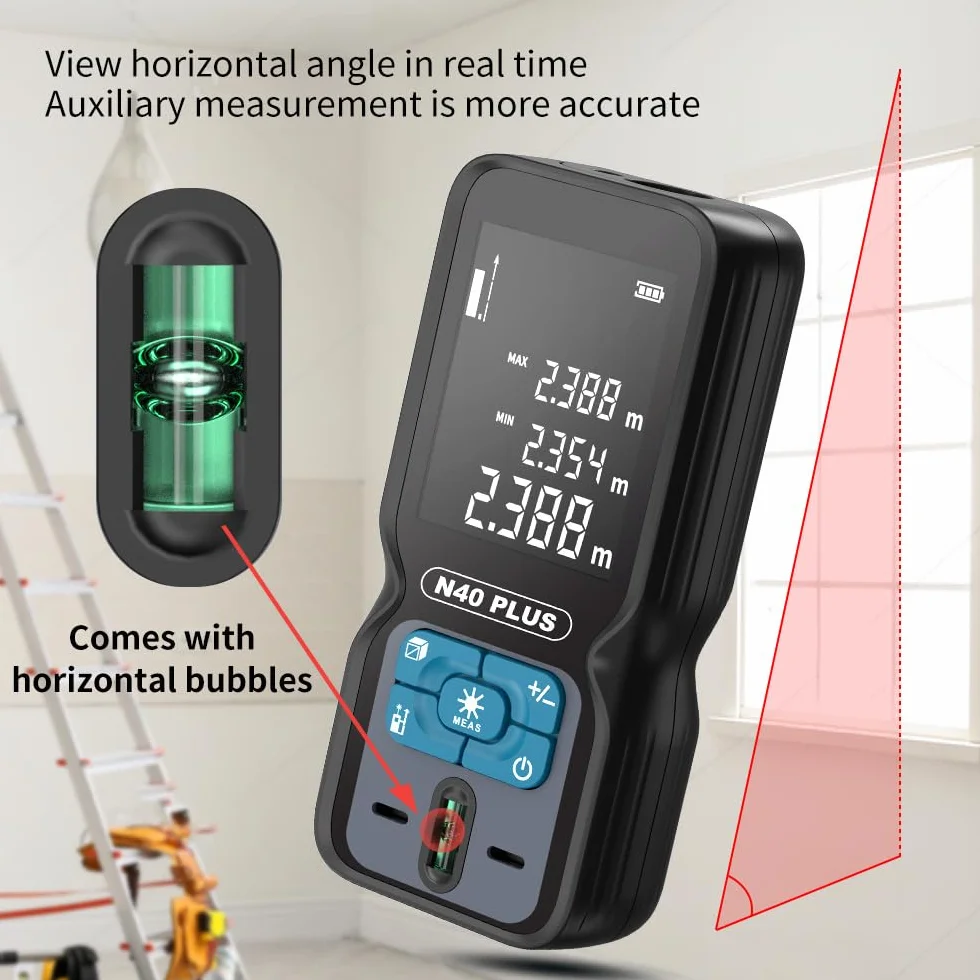 Dalmierz REVASRI Professional, dalmierz laserowy 70M z poziomicą M/In/Ft Dalmierz laserowy USB z możliwością ładowania dla odległości/powierzchni/objętości/Pitagorasa/ciągłego