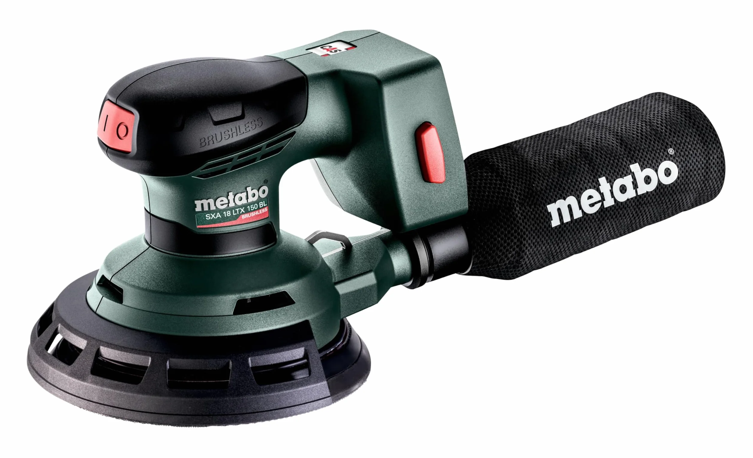 metabo Akumulatorowa szlifierka mimośrodowa SXA 18 LTX 150 BL – 18 V, 150 mm Ø talerza szlifierskiego – wiele otworów, regulacja prędkości obrotowej, miękki uchwyt, worek na kurz, niski poziom