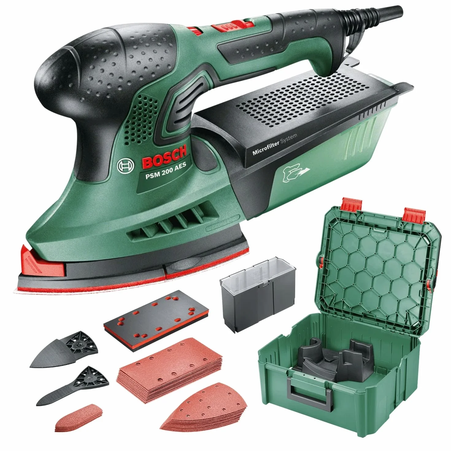 Multiszlifierka Bosch PSM 200 AES (200 W, w walizce)