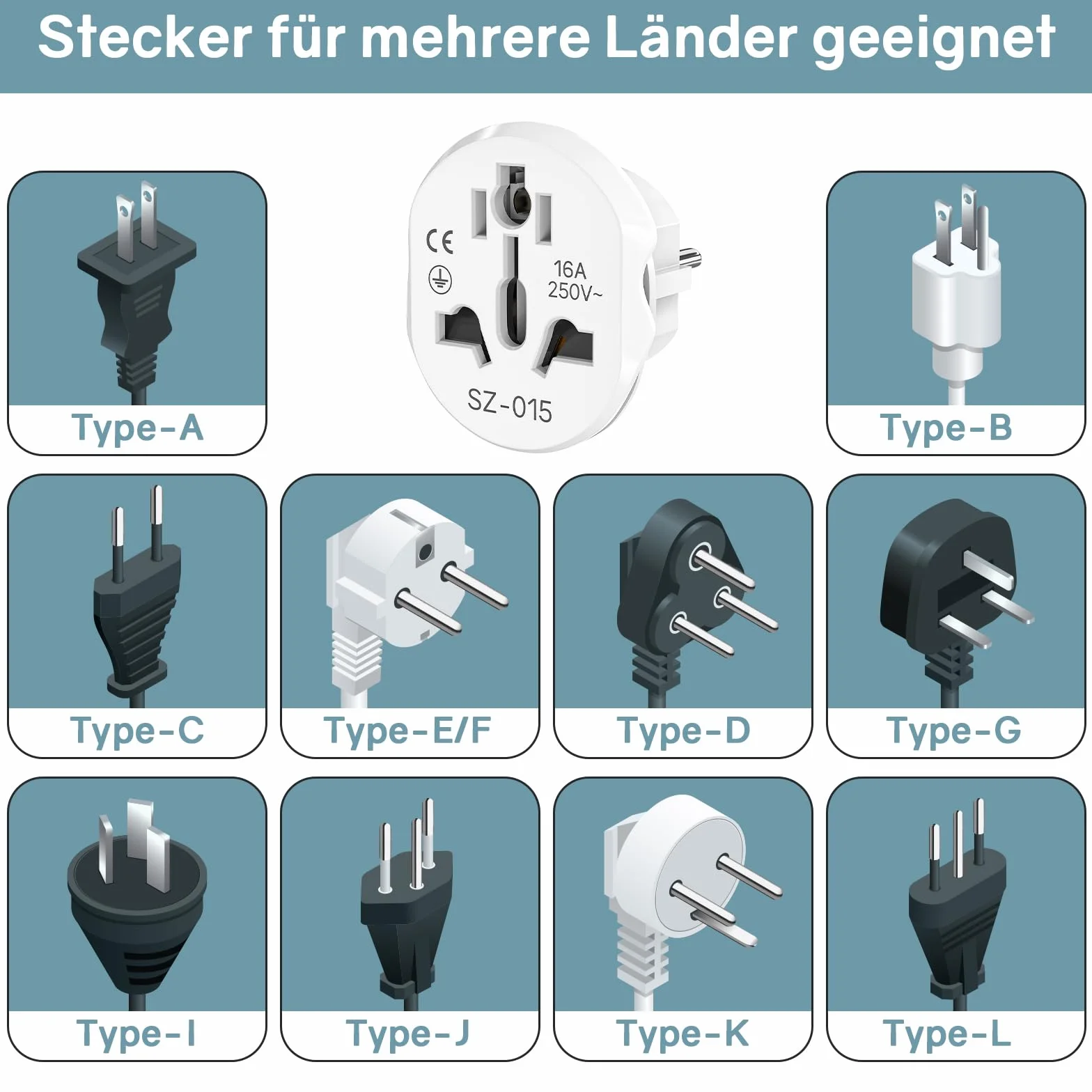 VIEVRE uniwersalny adapter do gniazd, wtyczka chińska na Europę, USA, UK