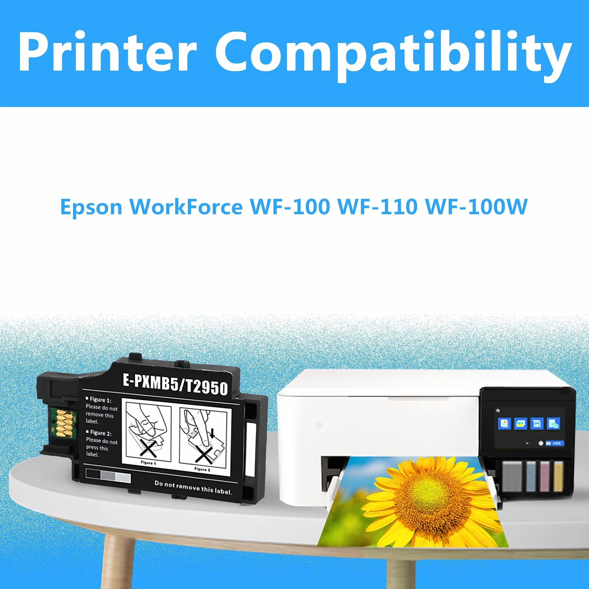 LCL T295000 Pudełko Konserwacyjne Zamiennik do Epson Workforce WF-100 WF-110 WF-100W (3-pak Czarny)