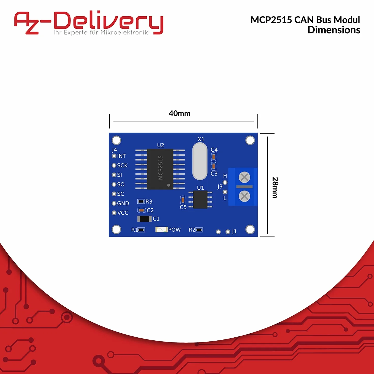 AZDelivery MCP2515 CAN Bus Shield kompatybilny kompatybilny z Arduino w tym E-Book!