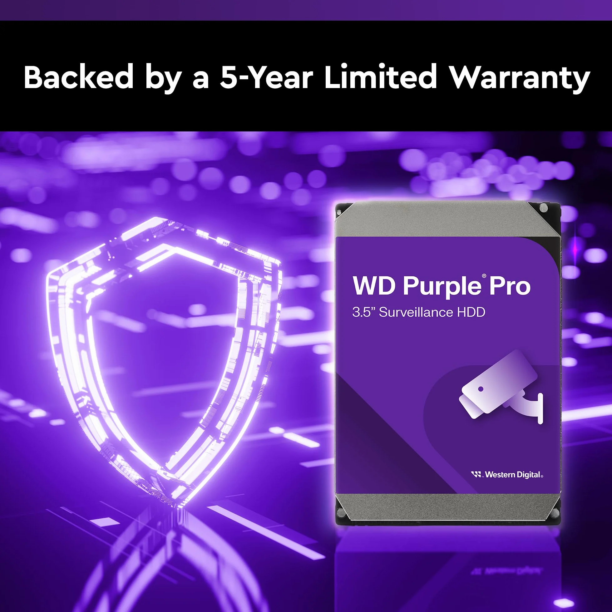 WD Purple Pro 10TB Smart Video 3.5", wewnętrzny dysk twardy, technologia AllFrame AI, 7200 obr./min, SATA 6 GB/s, 550 TB/rok, 256 MB pamięci podręcznej