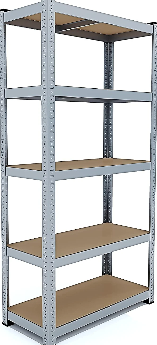 Półka metalowa i MDF Półka o wysokim przepływie do 875 kg Z 5 Regulowanymi Półkami Idealny Do Garażu Warsztat Piwnica Magazyn Modułowa Projekt 180 x 90 x 40 cm