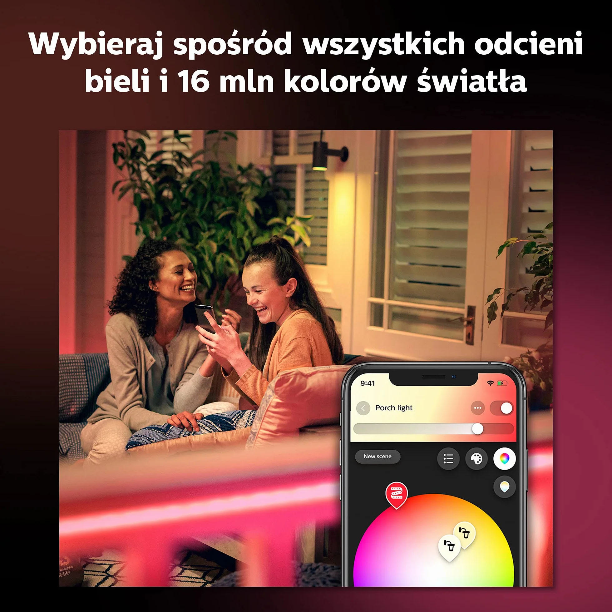 Philips Hue White and color ambiance Taśma LED 2 m – tereny zewnętrzne Taśma LED 1 × 2 m Białe i kolorowe światło Zasilacz w zestawie Inteligentne sterowanie dzięki mostkowi Hue Bridge*