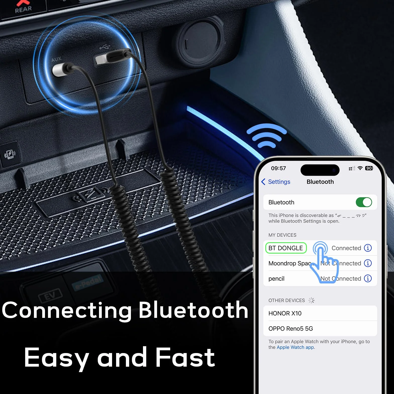 Tobfit Adapter USB Aux Bluetooth 5.3 Jack 3,5 mm AUX odbiornik jack do rozmów telefonicznych i bezprzewodowej muzyki do samochodu z portem USB, głośnikiem, wzmacniaczem