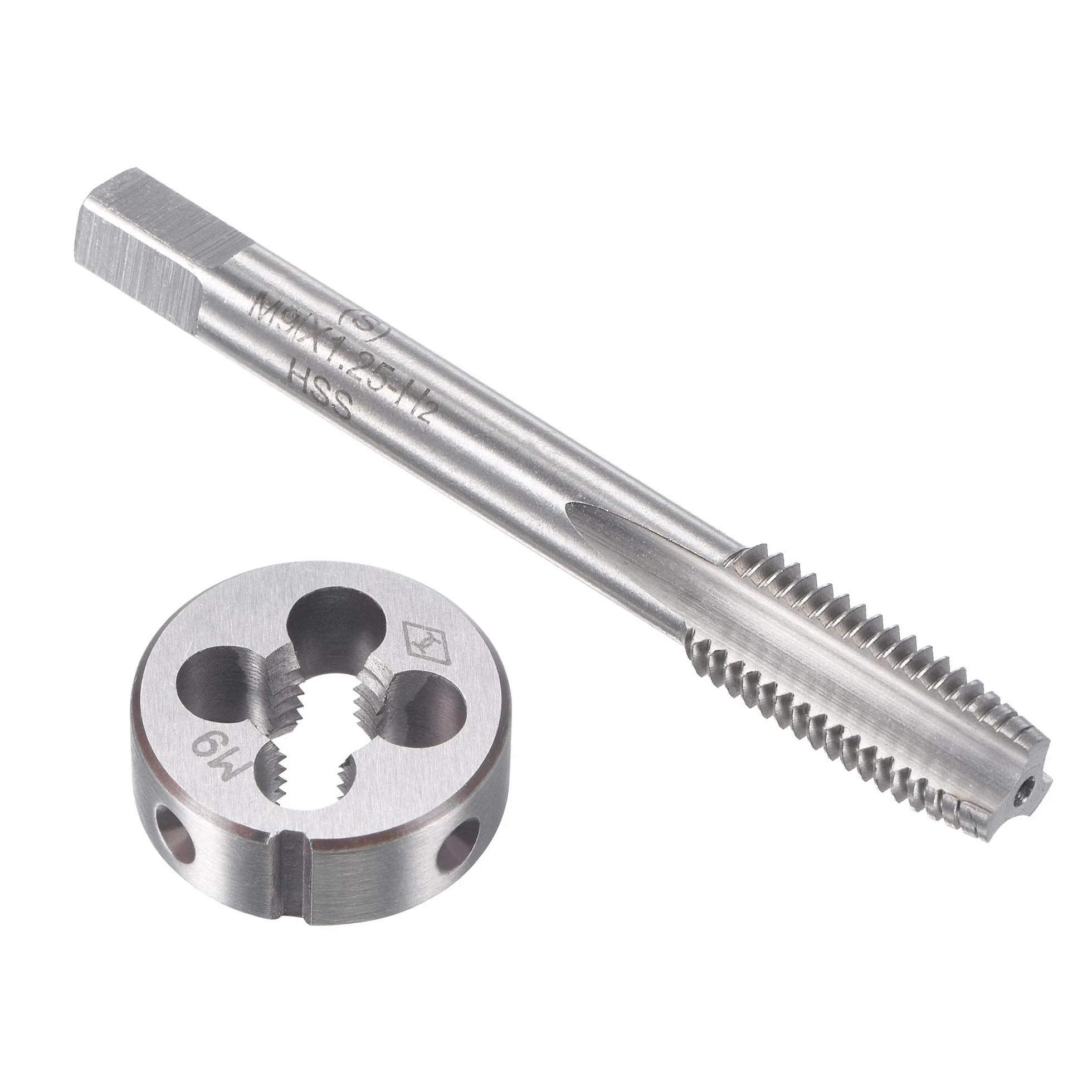Zestaw gwintowników i narzynek metrycznych M9 x 1,25 mm, gwintownik maszynowy z okrągłą narzynką, zestaw gwintowników i narzynek do naprawy gwintów nakrętek i śrub