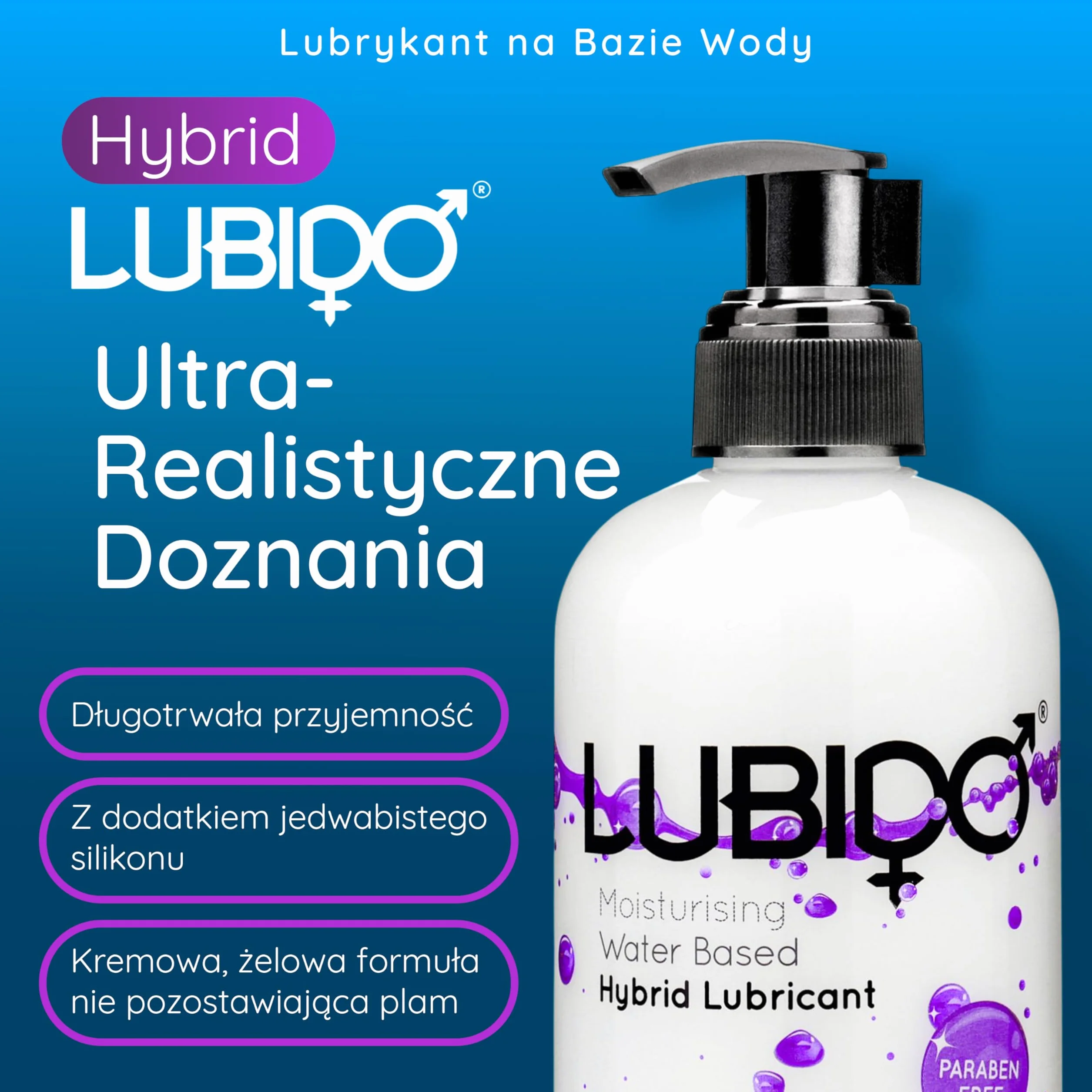 Nawilżający hybrydowy lubrykant na bazie wody bez parabenów od Lubido – 30ml