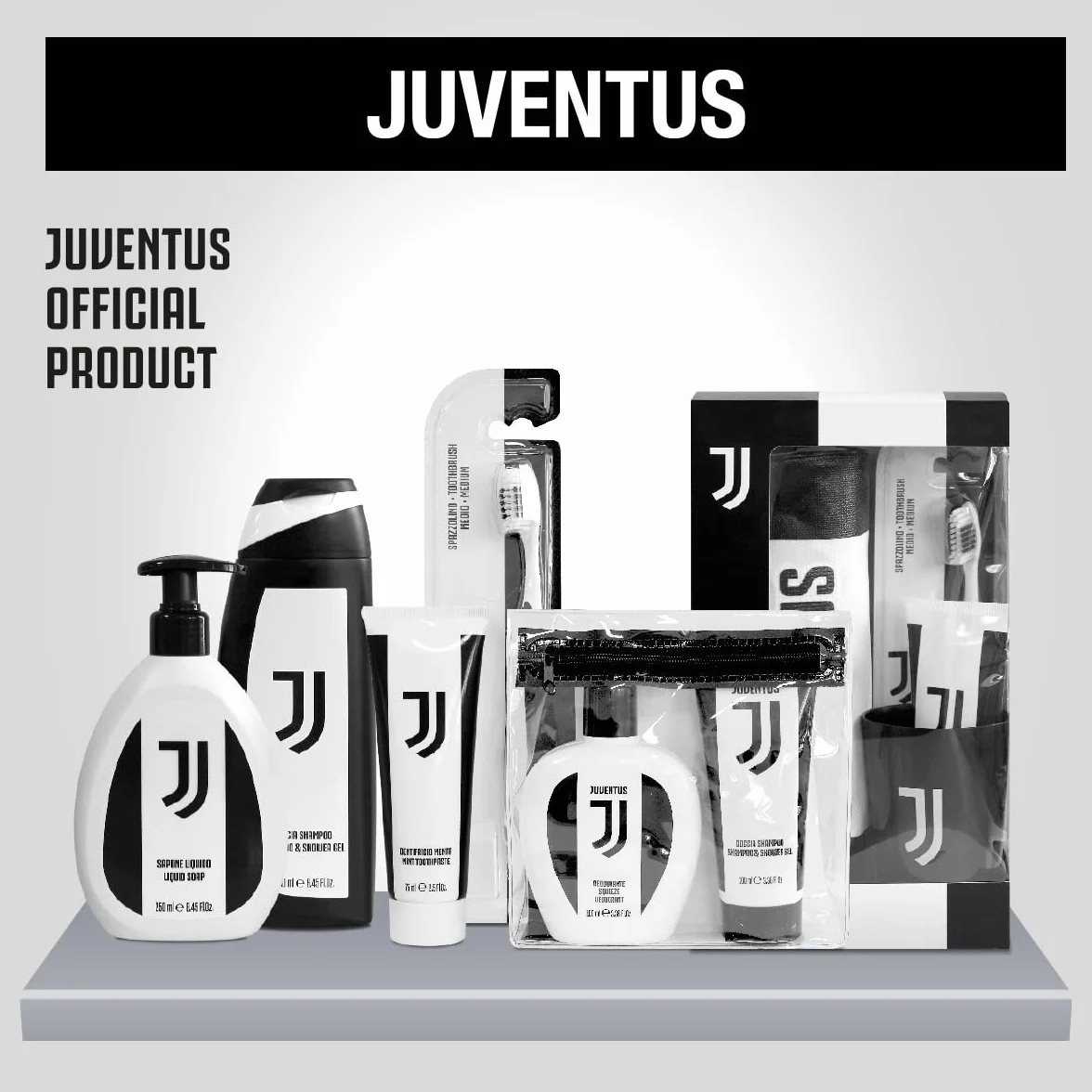 Naturaverde | Dzieci - Football Team - średnia szczoteczka do zębów dla dzieci, zabawna szczoteczka do zębów dla dzieci, szczoteczka do zębów Juventus, czarno-biała