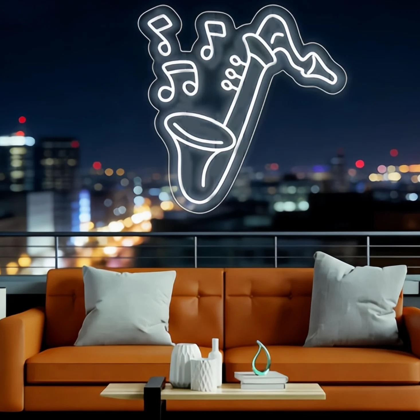 Neonowy znak saksofonu, muzyka jazz, neonowe znaki LED, do pokoju nagraniowego, pokazu na żywo, baru, jaskini, klubu, na imprezę