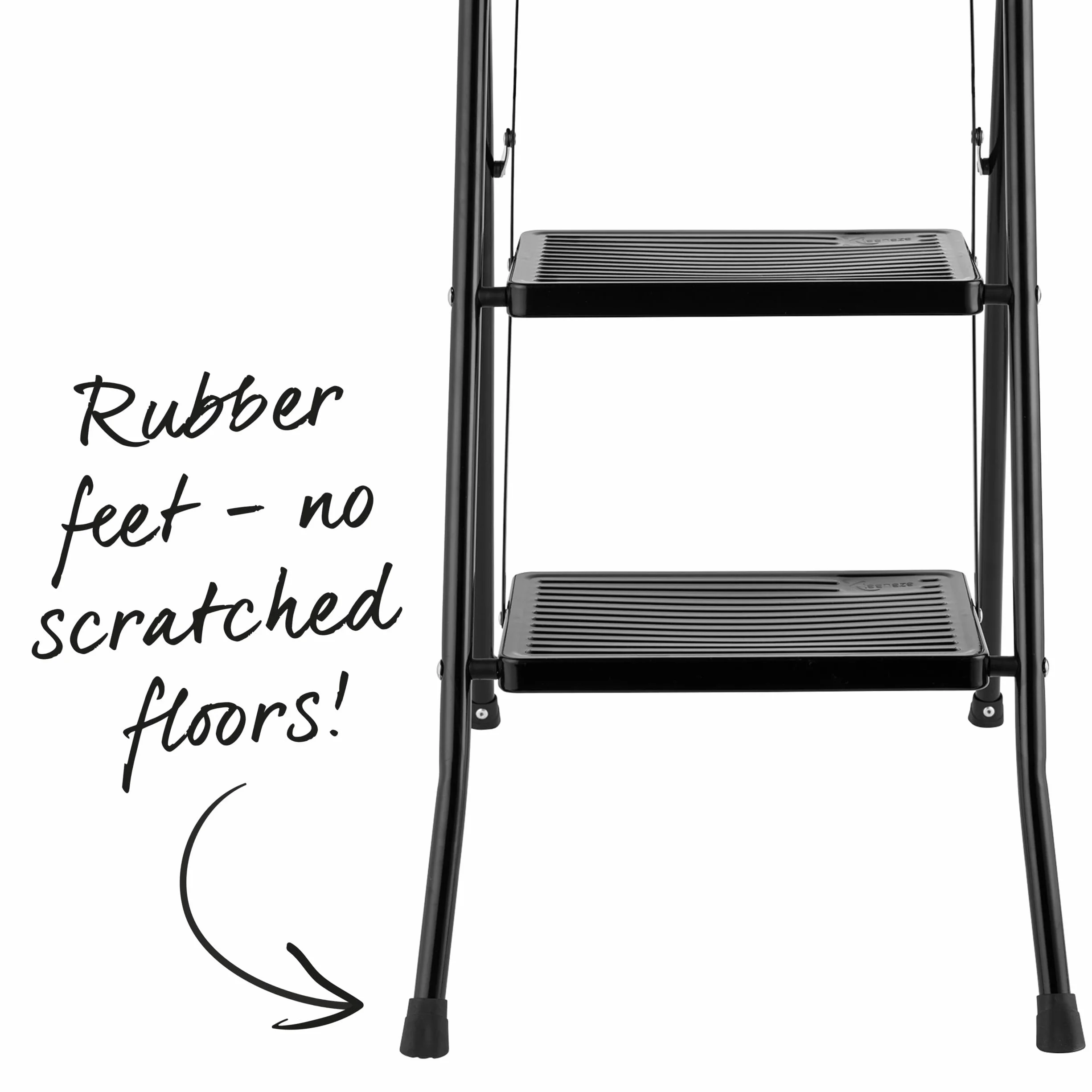 Kleeneze KL068514BLKFEU7 3-stopniowa drabinka Easy Reach, lekka i ergonomiczna, stalowa konstrukcja, zacisk bezpieczenstwa, antyposlizgowe nózki, skladana, do uzytku wewnatrz i na zewnatrz, czarna