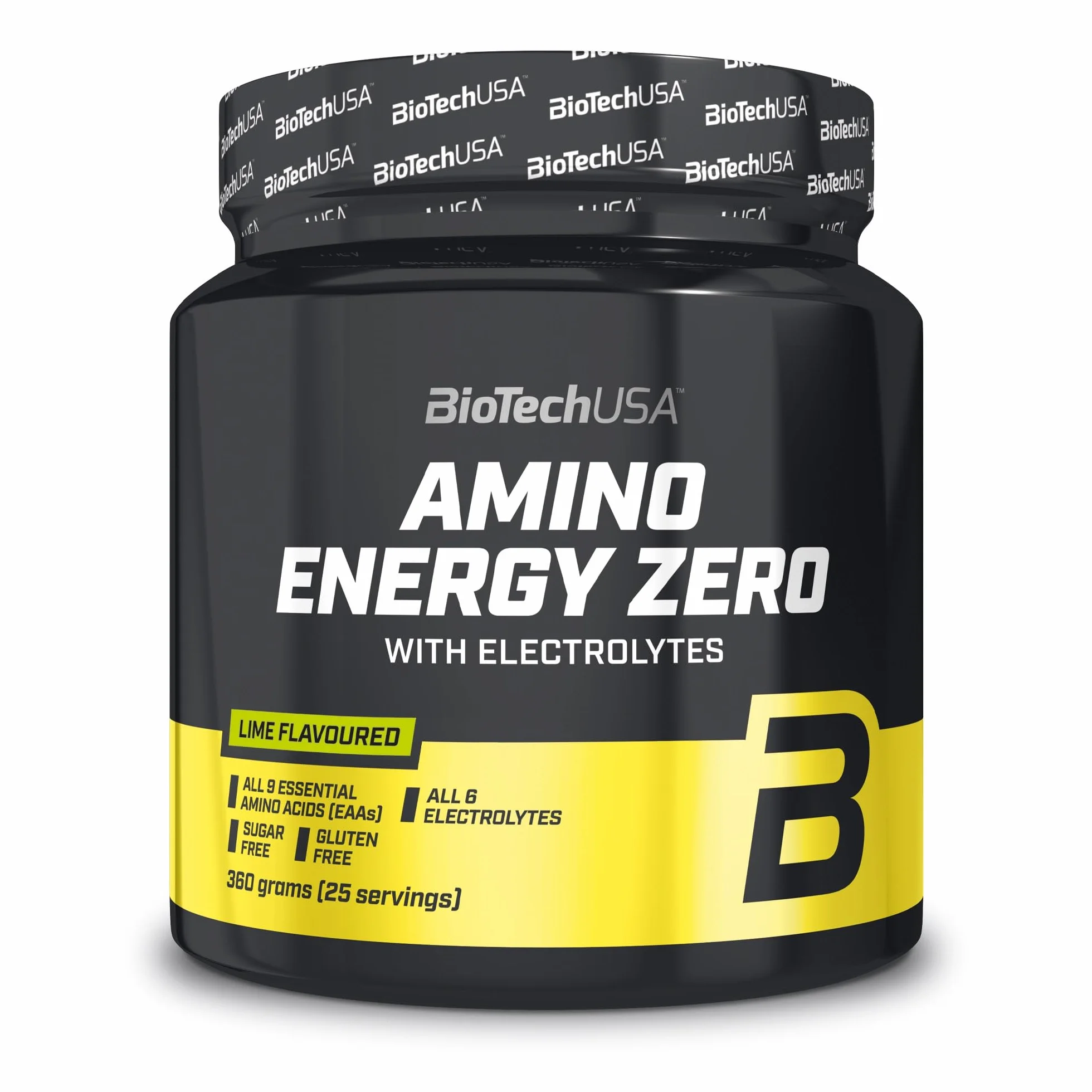 BioTechUSA Amino Energy Zero with Electrolytes | Przedtreningówka | 9 niezbędnych aminokwasów | Kofeina | Bez cukru, bez glutenu, 360 g, Limonkowy