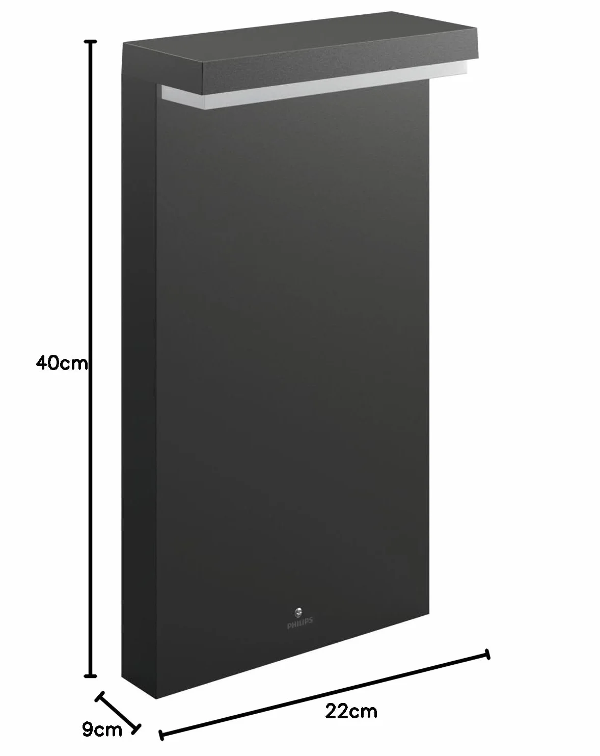 Lampa cokołowa zewnętrzna Philips LED Bustan ultra wydajna 3.8W, ciepłe białe światło 2700K, antracytowa, odporna na warunki atmosferyczne IP44, 1 sztuka