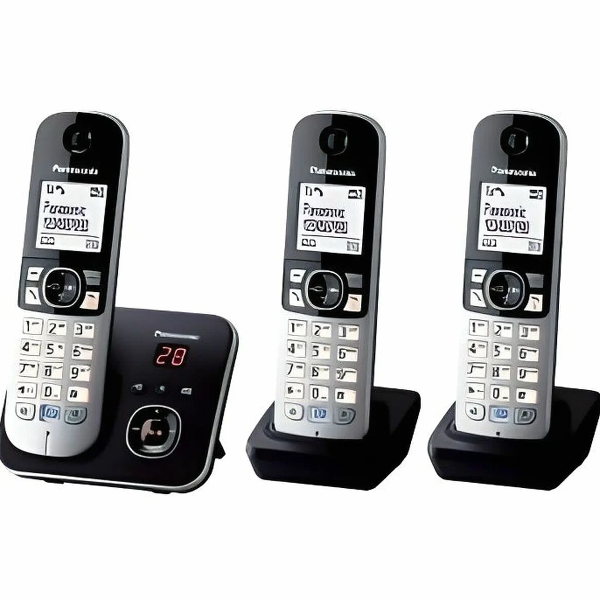 PANASONIC Telefono Residenziale Dect TG6823 Trio con Segreteria Telefonica Argento e Nero