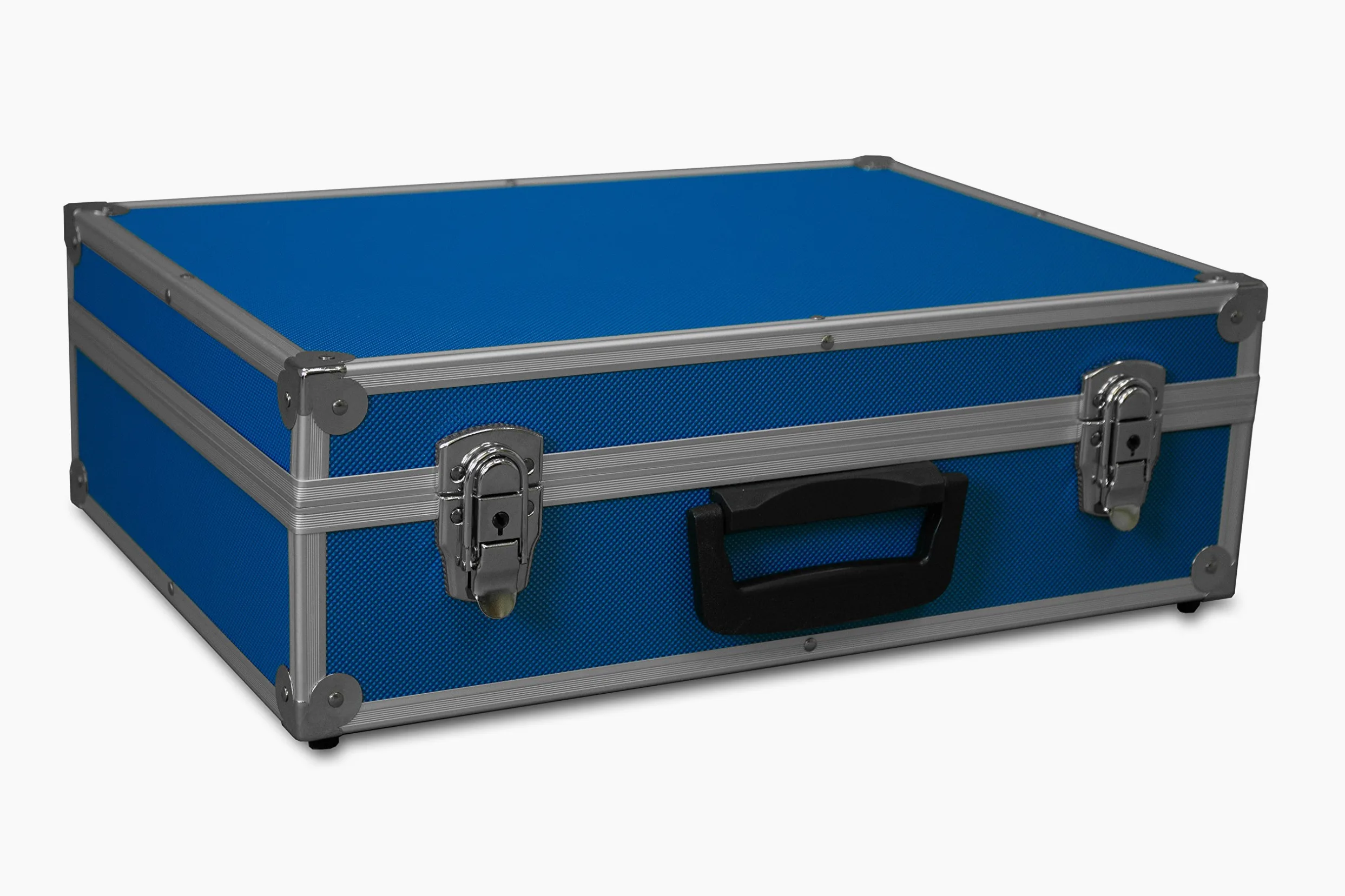 Walizka transportowa z aluminiową ramą na narzędzia, aparat, przyrządy pomiarowe, wyściółka piankowa, obciążenie 10 kg, 440 x 300 x 130 mm, niebieski, 440x300x130mm