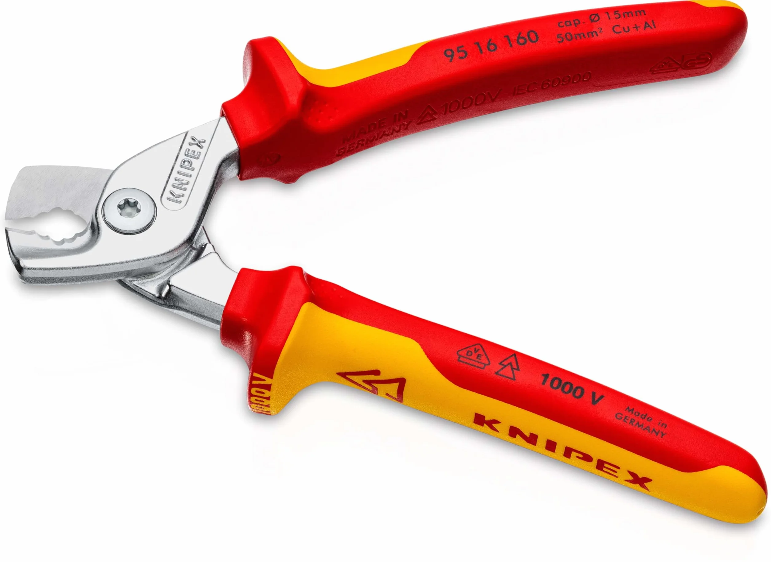 KNIPEX StepCut Nożyce do kabli chromowany z wielokomponentowymi osłonkami, izolowane wg VDE 160 mm, 95 16 160