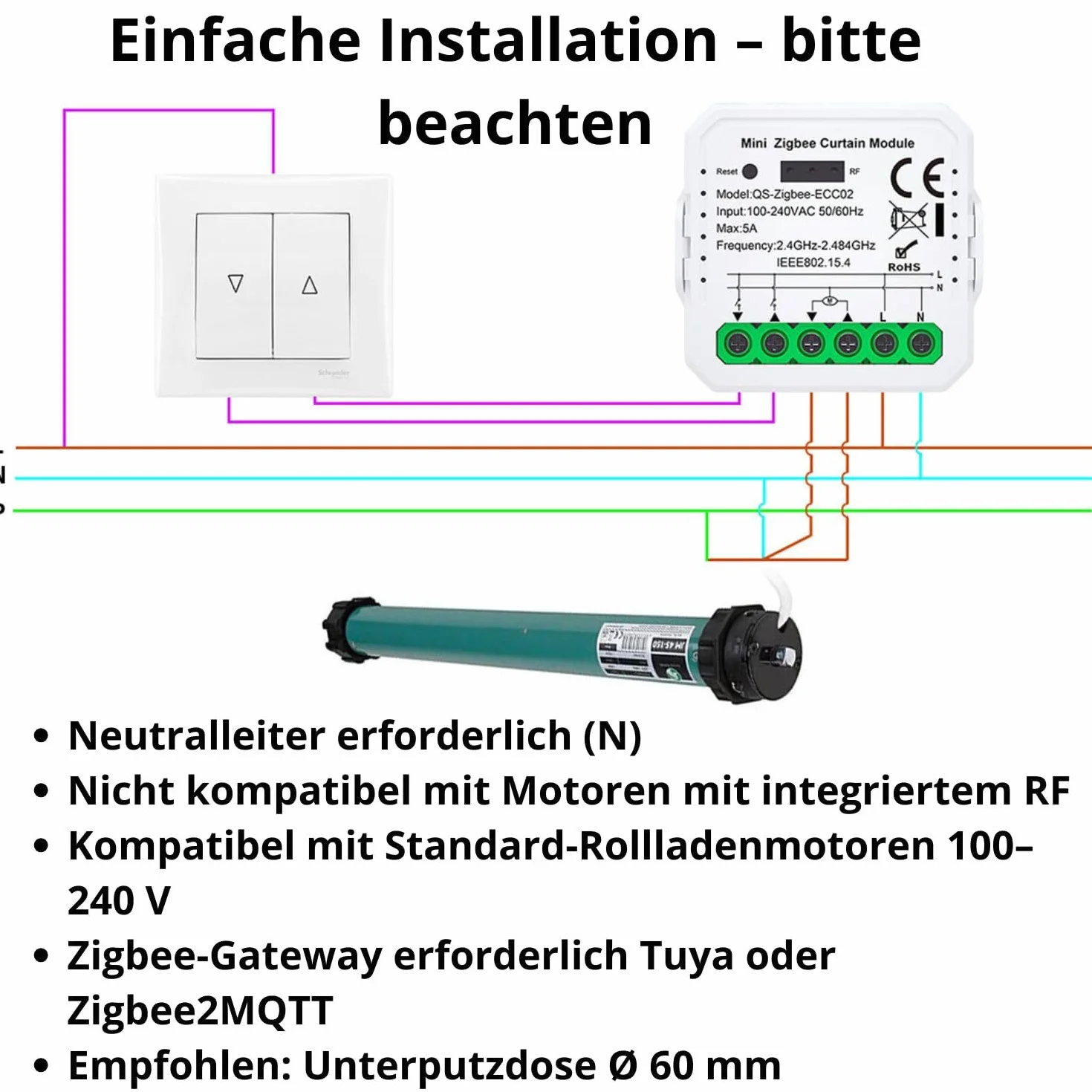 Sterownik rolet Tuya Smart LIfe ZIGBEE 3.0 MINI Procentowy V3