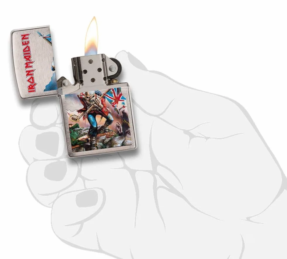 Zippo 29432 Iron Maiden-Chrome Brushed-Spring 2017 zapalniczka, srebrna, 5,8 x 3,8 x 2 cm