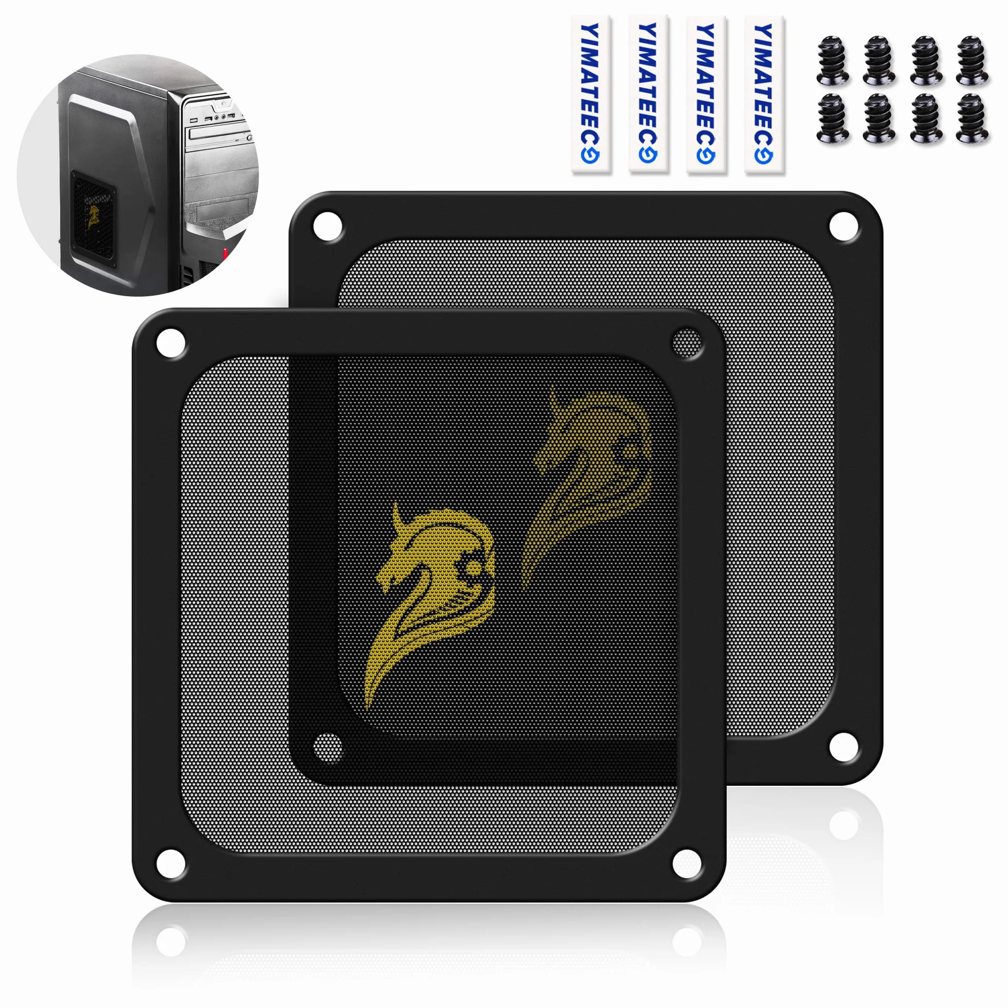 PC Filtr Przeciwpyłowy 120 mm, 2 szt. Magnetyczny, Przeciwkurzowy Filtr Wentylatora z PCV do Obudowy Komputera Komputer PC Filtr chłodnicy (PVC dżentelmena, 120x120 mm, 2 sztuki, czarny)