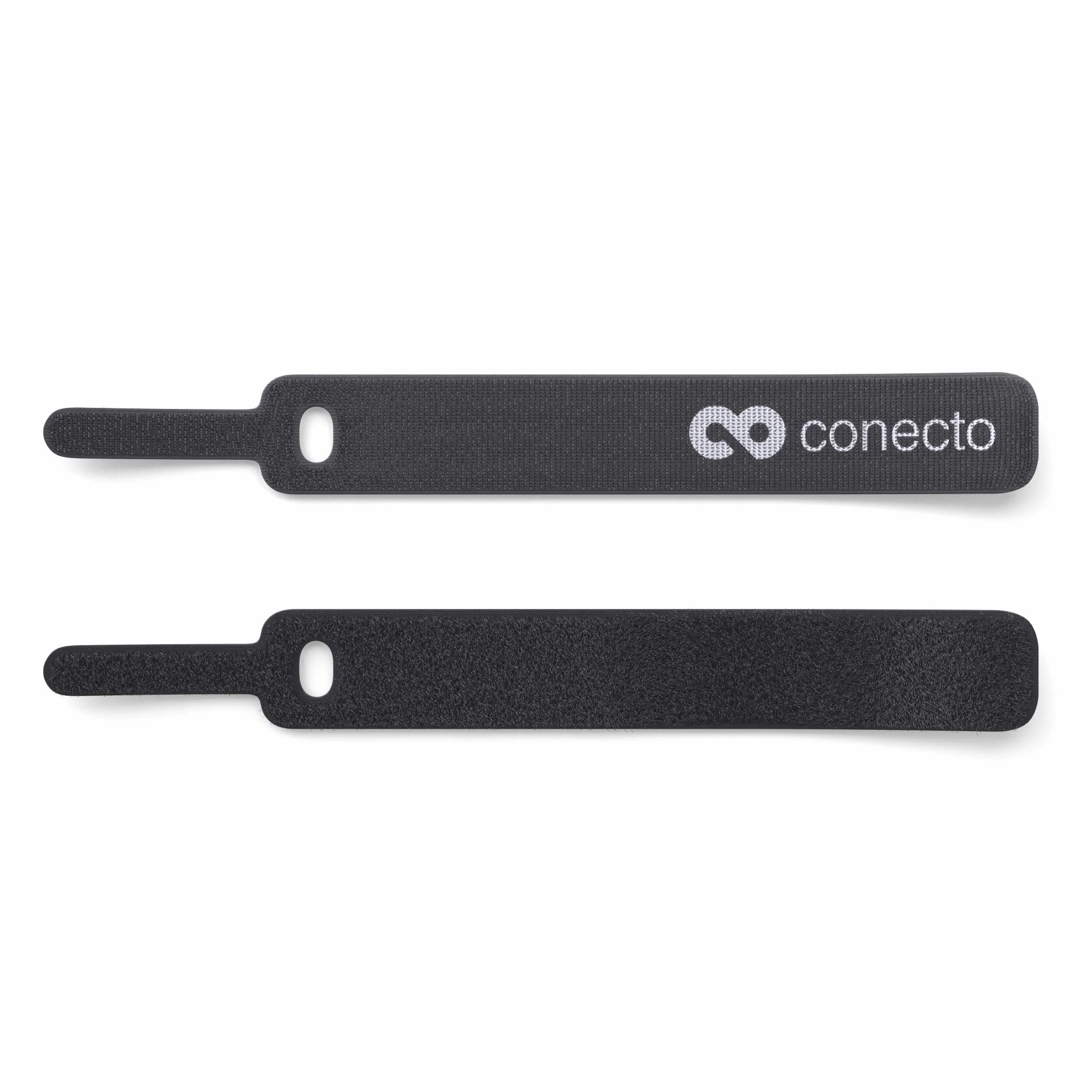 conecto Opaski kablowe na rzep 10 cm z pętelką - zarządzanie kablami, organizer na kable, zapięcie na rzepy, czarne, 10 szt.