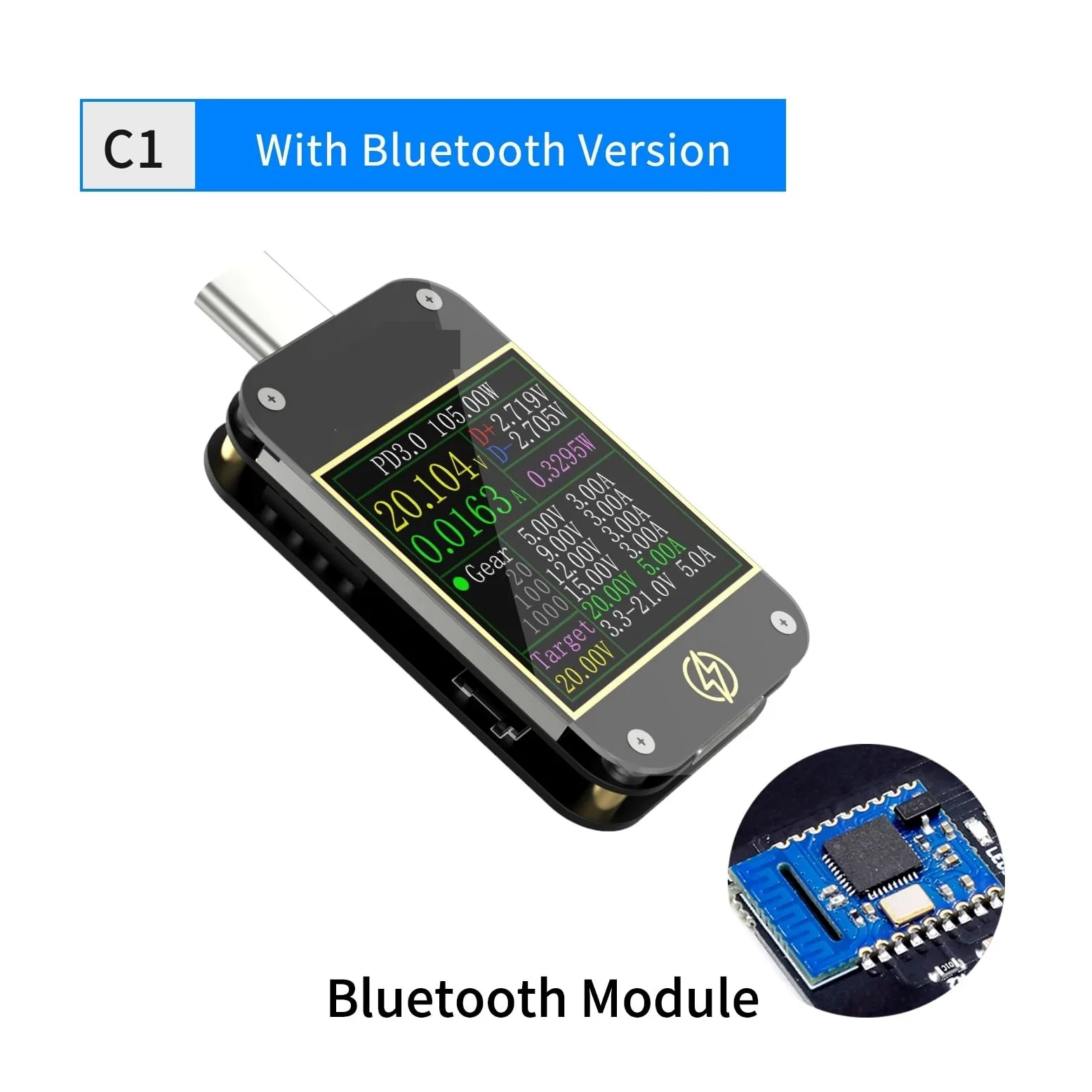 Tester USB FNB38 Miernik prądu i napięcia Tester USB QC4 + PD3.0 2.0 PPS Protokół szybkiego ładowania Test pojemności(C1 With BT.)