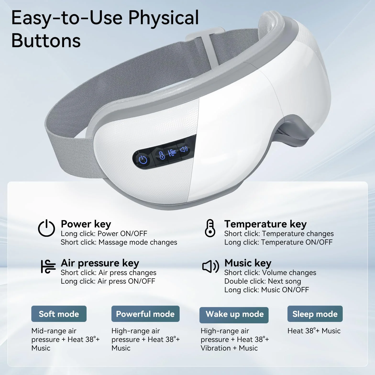 Masażer oczu z ciepłem, podgrzewany masażer uciskowy maska do oczu z muzyką Bluetooth, masaż z akumulatorem łagodzącym zmęczenie oczu, suche kieszenie na oczy poprawiają senność