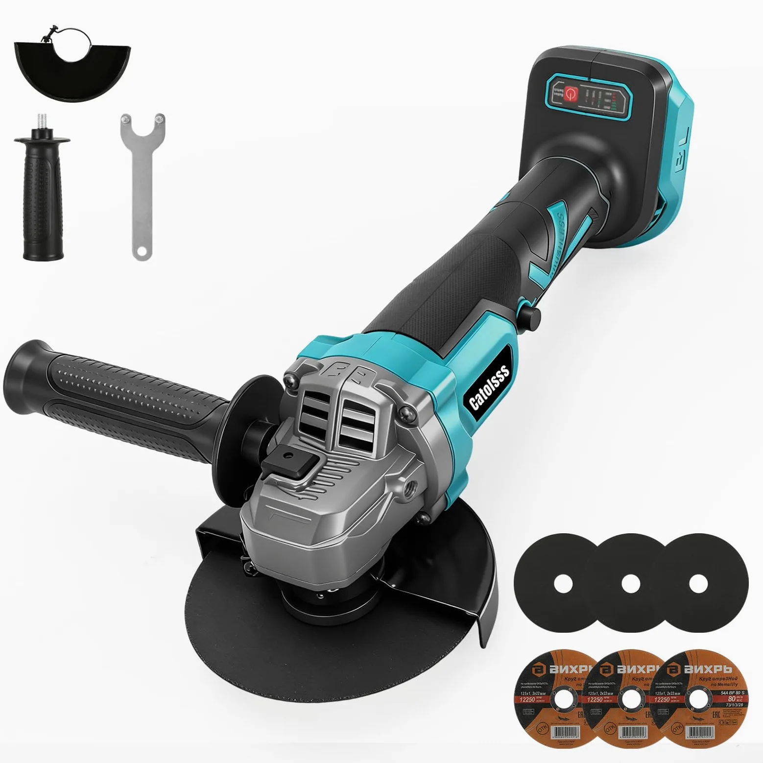 Akumulatorowa szlifierka kątowa do Makita 18V, bezszczotkowa 1200W, 125mm akumulatorowa szlifierka kątowa z 3 prędkościami z 2 tarczami szlifierskimi, 2 tarczami tnącymi do cięcia, szlifowania i