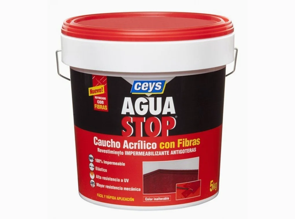 CEYS M92282 AGUASTOP CAUCHO FIBRAS BLANCO 5 kg