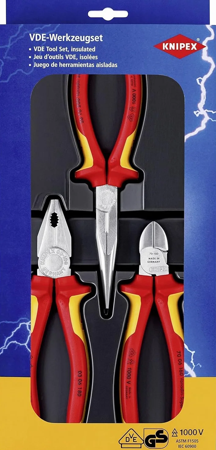 KNIPEX Zestaw szczypiec izolowanych Elektro Set 03 06 180 26 16 200 70 06 160 00 20 12