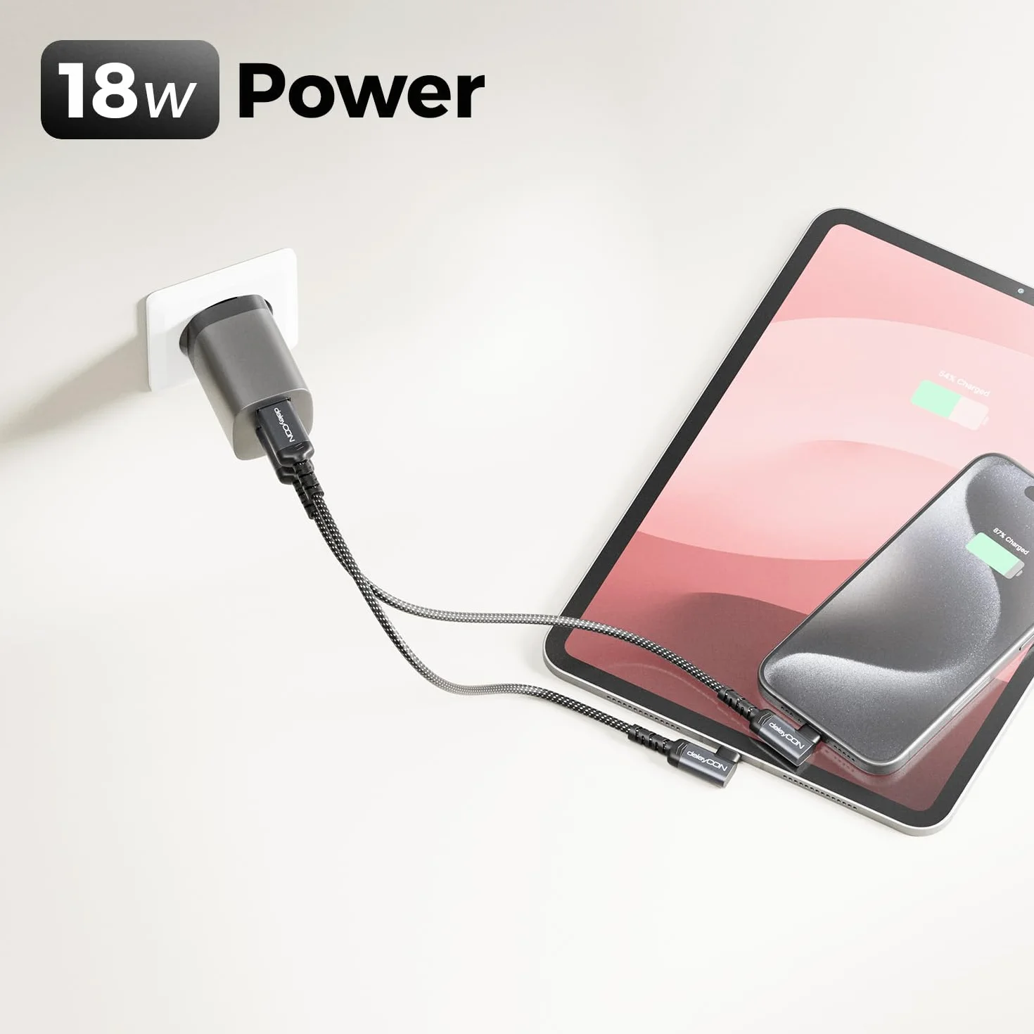 deleyCON 1m Kabel USB-C Kątowy 90° USB-A do USB-C Ładujący i Danych do iPhone 17 16 15 Pro Max Air, Galaxy A16 A56 S25 S24 S23, Pixel, AirPods, Laptopa, PS5