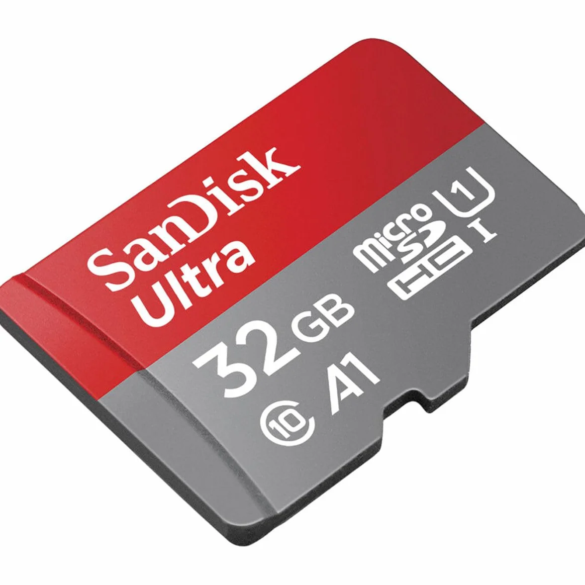 SanDisk Ultra 32 GB microSDHC Memory Card + SD Adapter with A1 App Performance Up to 120 MB/s, Class 10, U1, SDSQUA4-032G-GN6MA, Red/Grey