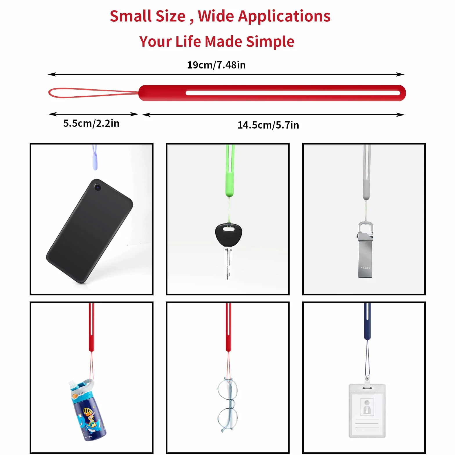 Cobee Silikonowa Smycz na Nadgarstek - 12 szt., Uniwersalny Pasek do Telefonu Komórkowego, USB, Breloków, Portfela - Kolorowa