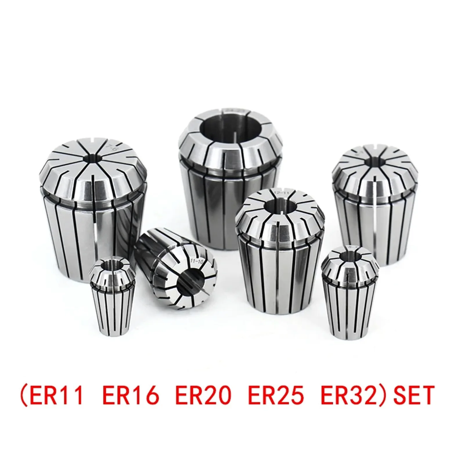 Tuleja sprężynowa ER Collect zestaw ER11 ER16 ER20 ER25 ER32 tuleja sprężynowa 0,015 mm uchwyt do centrum obróbkowego CNC, maszyna do grawerowania, narzędzia tokarskie (0,008 mm, ER11, 8 szt.)