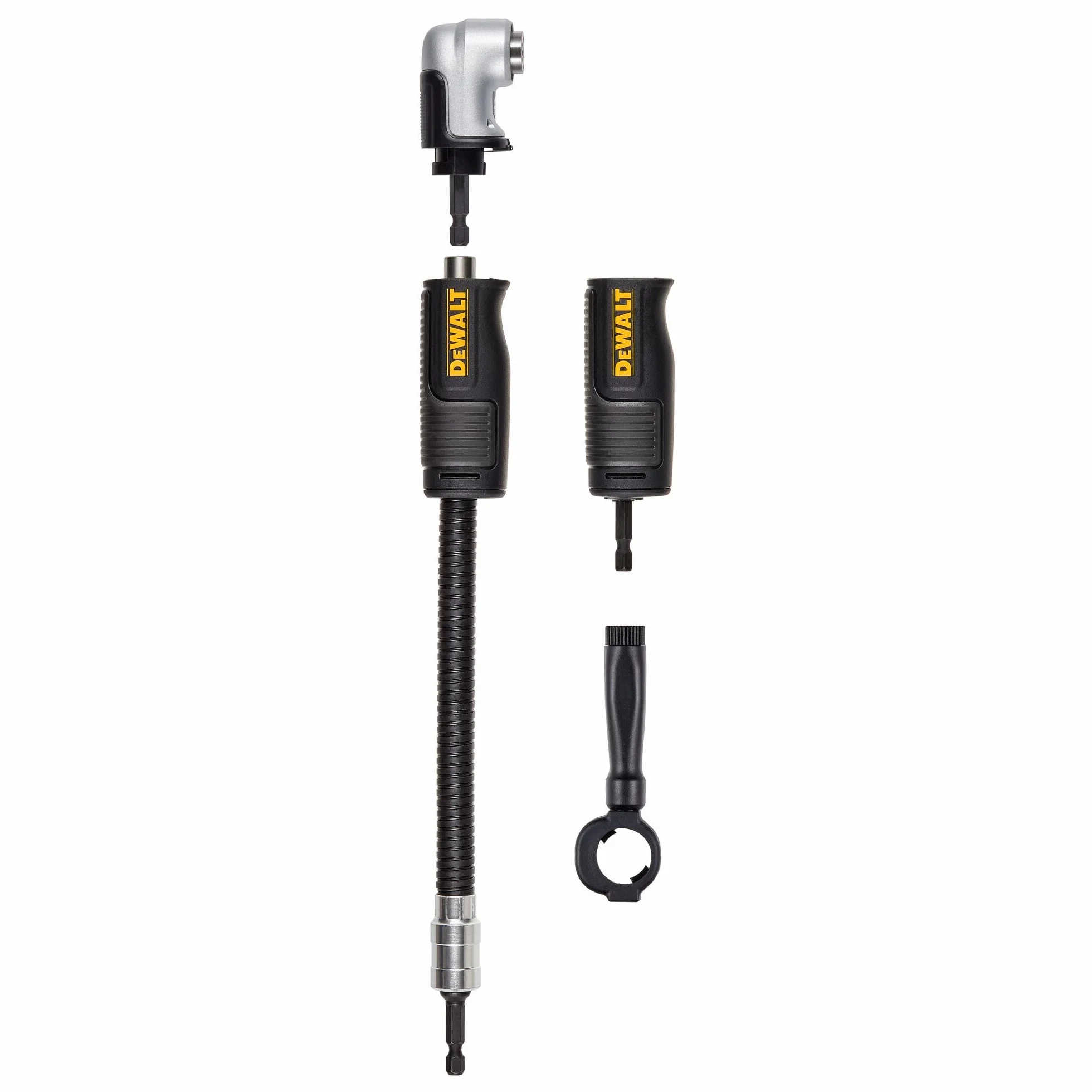 DEWALT FlexTorq adapter wiertarki kątowej, system 4 w 1, kompaktowy, elastyczny prosty trzpień, 30,5 cm (DWAMRASETFT)