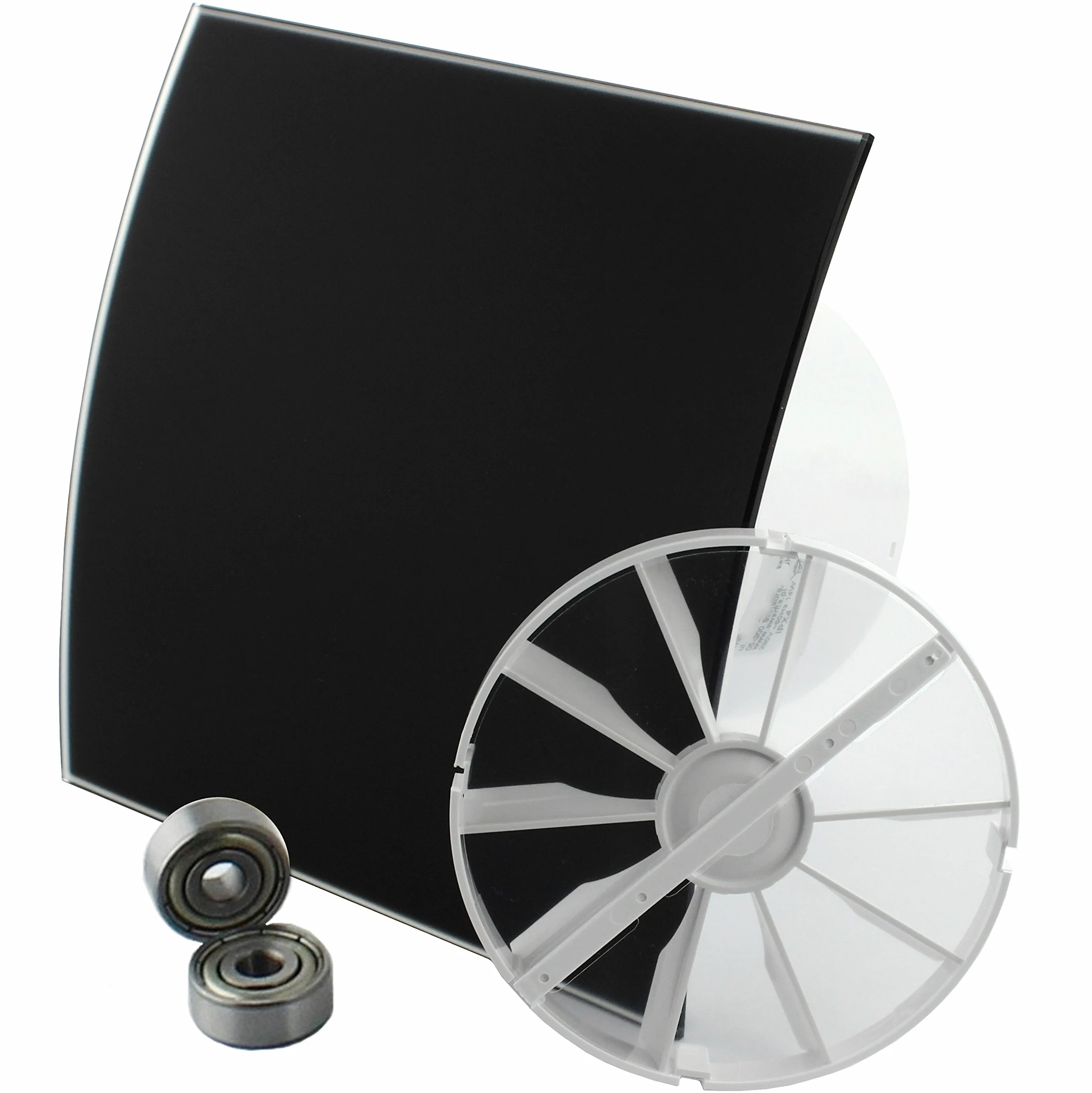 MKK - 18190-007 - STARLIGHT Turbo wentylator łazienkowy, wentylator do pomieszczeń mieszkalnych łożysko kulkowe, zawór zwrotny, czujnik wilgotności Ø 100 mm, czarny, matowy, wygięty