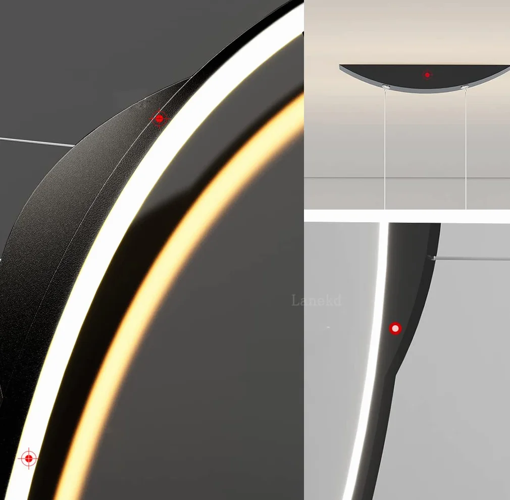 Lampa stołowa do jadalni Lampa wisząca LED Żyrandol LED Lampa wisząca Kuchnia Nowoczesna Jadalnia Lampa Wisząca Ściemnianie Arc Design Żyrandole (Czarny, L150 CM)