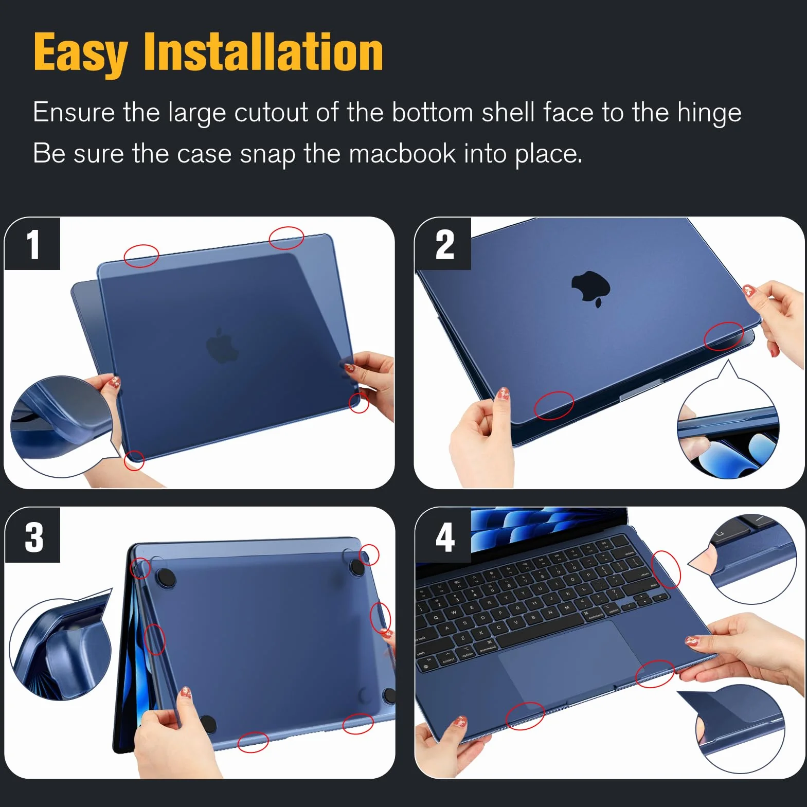 Fintie Pokrowiec kompatybilny z MacBook Air 13,6 cala M4 M3 M2 A3240 A3113 A2681 (2025-2022), [100% Odpowiada oficjalnemu kolorowi] Premium ultracienka matowa twarda okładka ochronna, Mitternacht