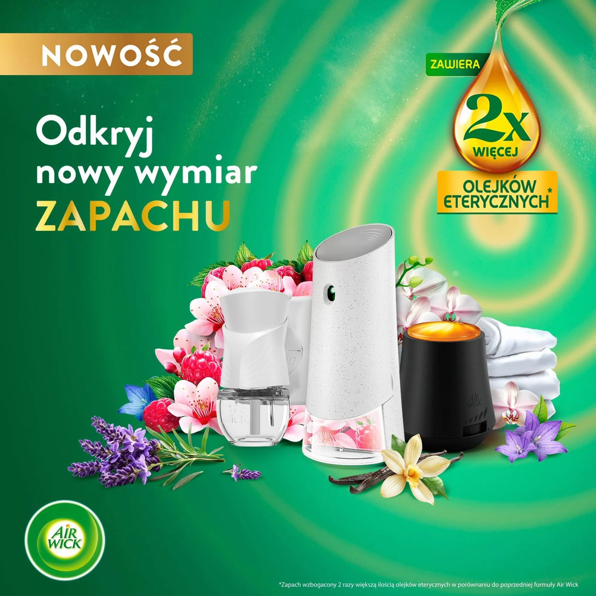 Air Wick Elektryczny Odświeżacz Powietrza, Wkład, Świeże Pranie i Biała Orchidea, 19 ml, Naturalny, 120 Dni Zapachu